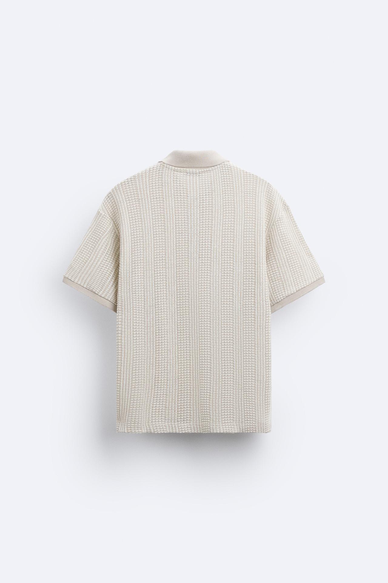Men's Structured Knit Polo Shirt with Zip Closure