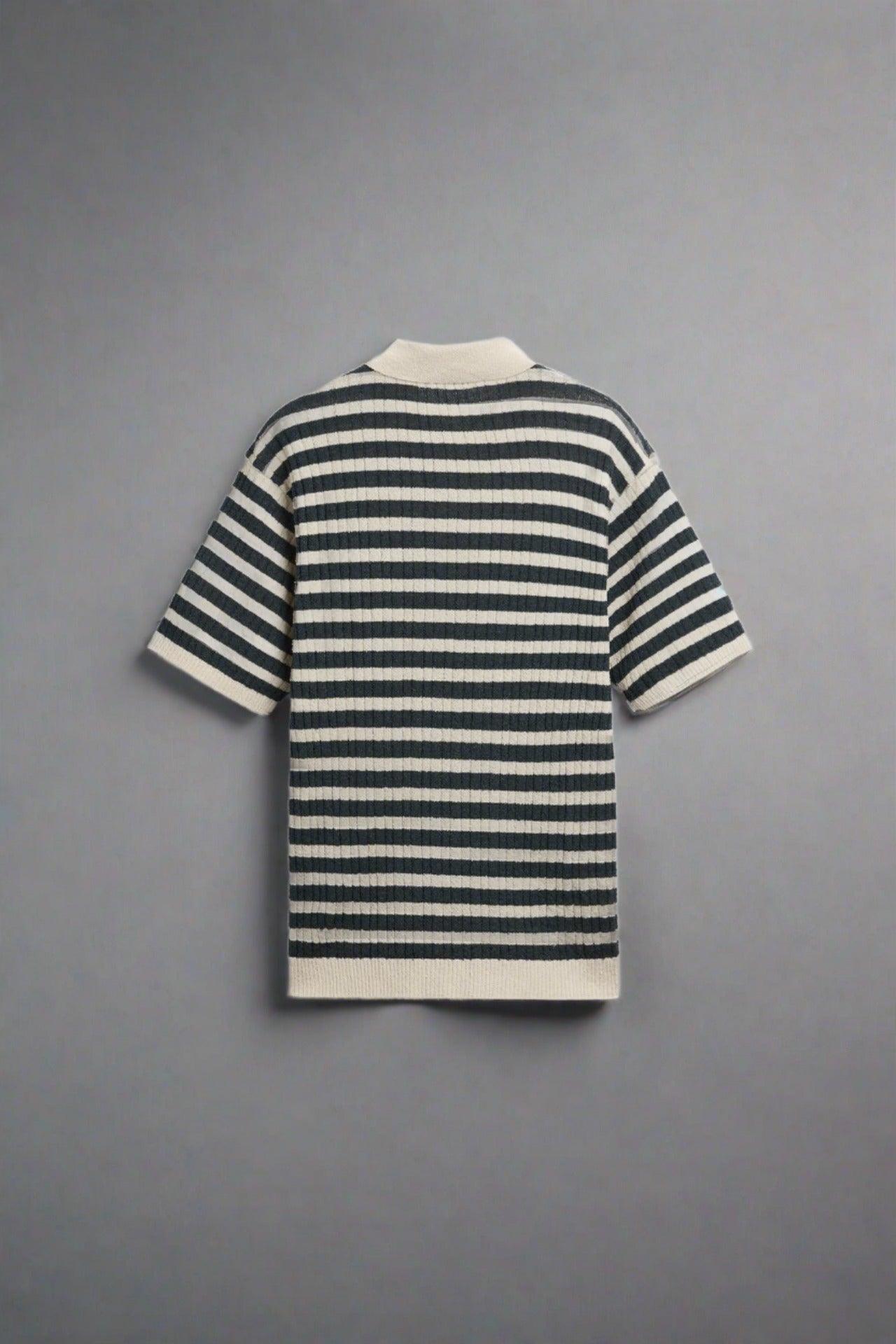 Men's Classic Stripe Knitted Polo Comfortable Casual Top