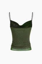 Women's Bodycon Mesh Camisole Draped Spaghetti Straps