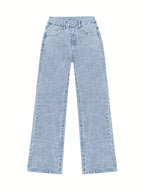 Women's High Waist Tummy Control Straight Leg Jeans
