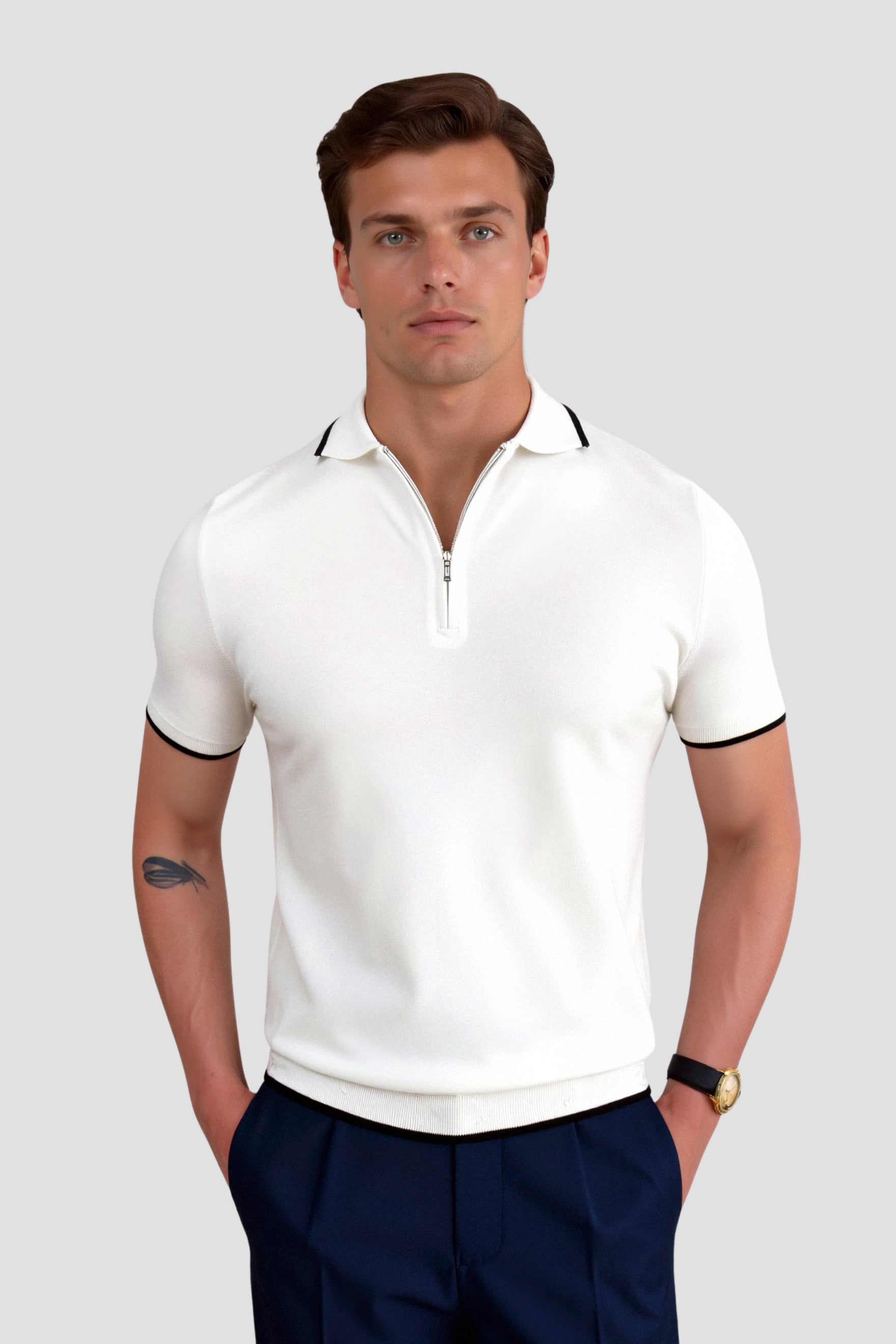 Men's Stylish Polo Shirt Half Zip Comfortable Design
