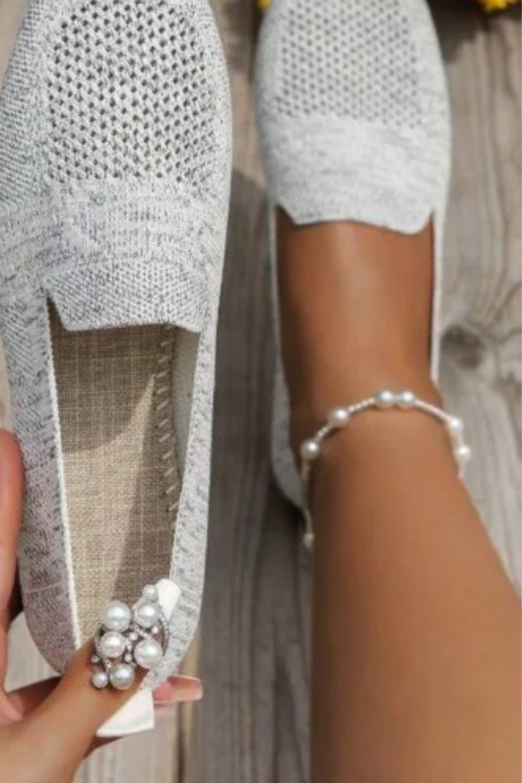 Women's Breathable Knit Mesh Ballet Flats Slip On Shoes
