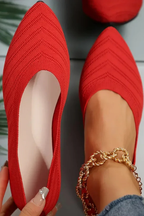 Women's Pointed Toe Knit Ballet Flats Slip On Casual Shoes