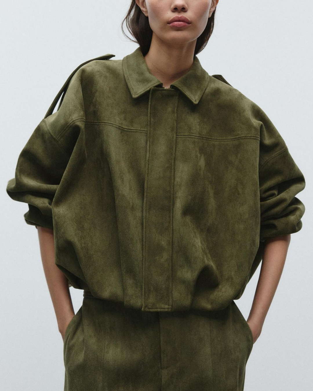 Women's Vegan Suede Leather Jacket Oversized Stylish Coat