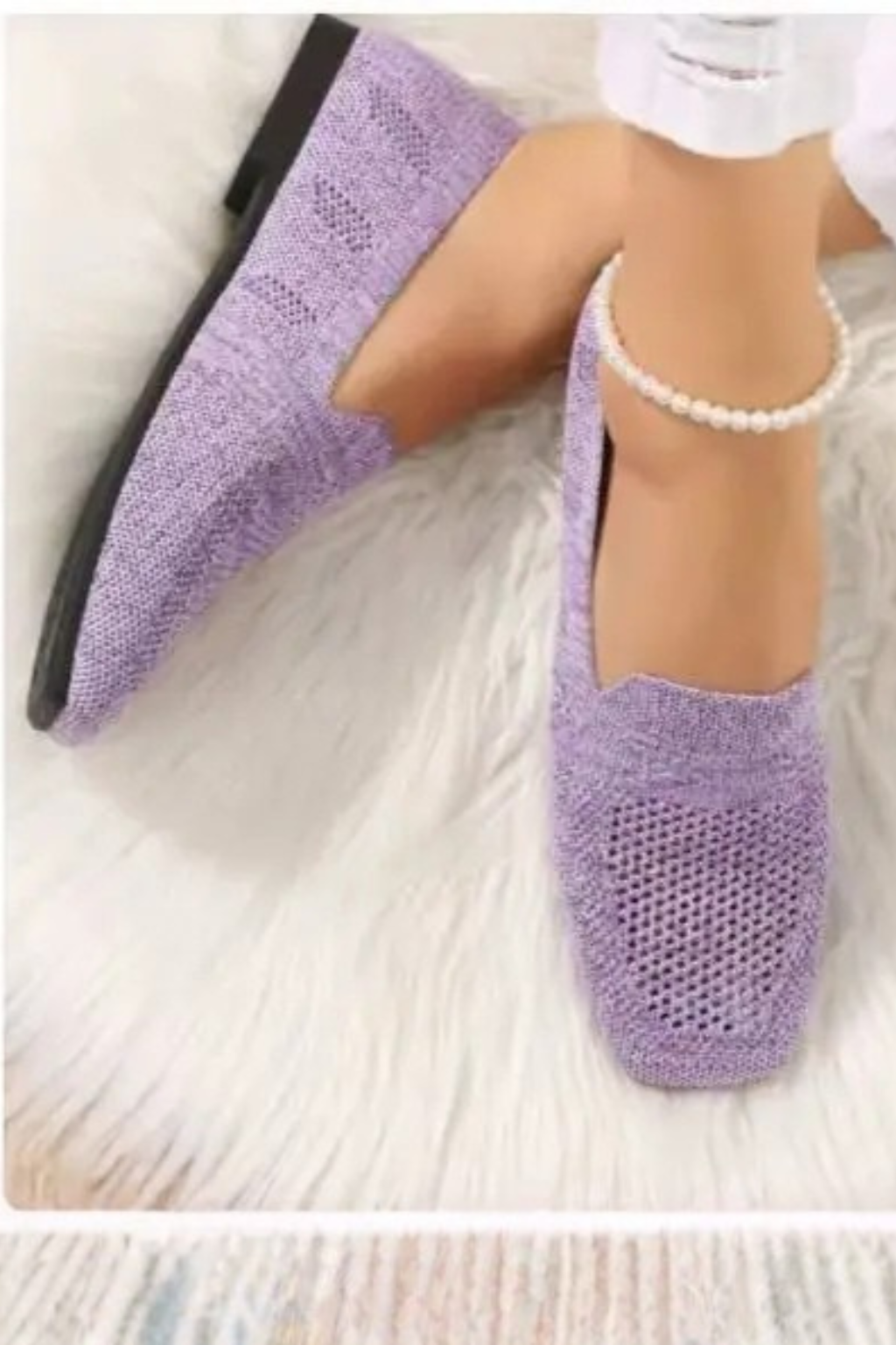 Women's Breathable Knit Mesh Ballet Flats Slip On Shoes