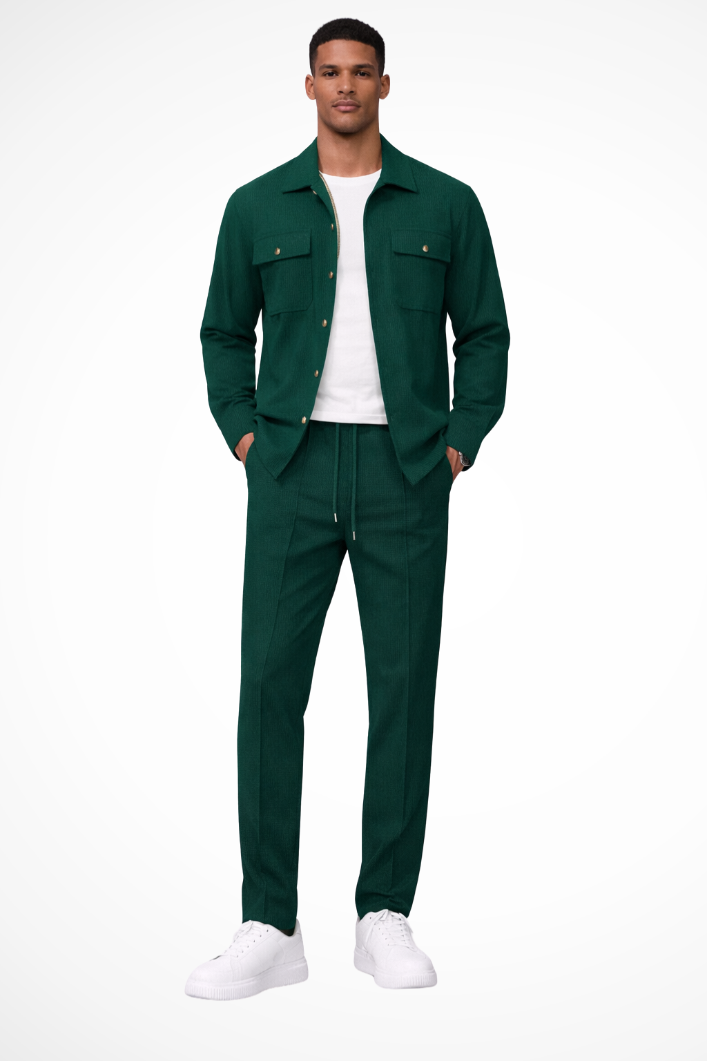 Men’s Two Piece Overshirt Set for Smart Casual Wear