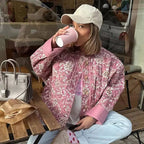 Women's Lightweight Quilted Jacket with Floral Print