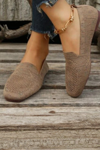Women's Breathable Knit Mesh Ballet Flats Slip On Shoes