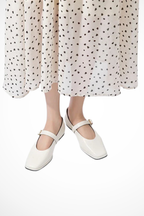 Women's Square Toe Mary Jane Ballet Flats Buckle Strap
