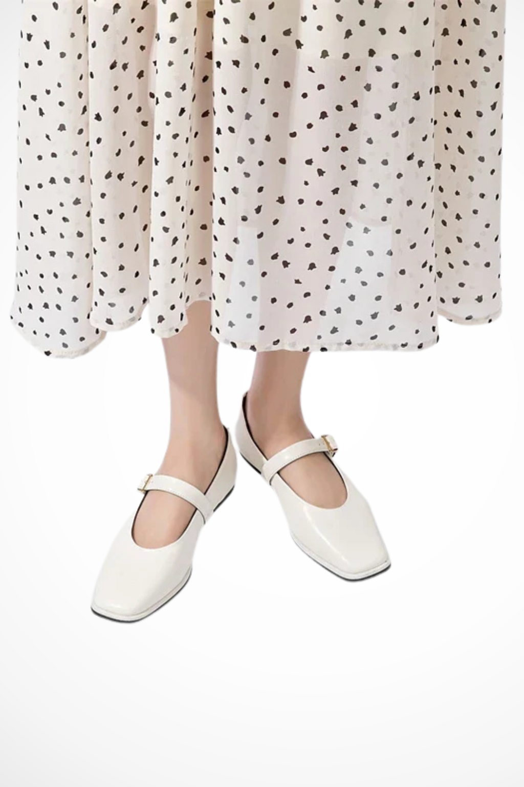 Women's Square Toe Mary Jane Ballet Flats Buckle Strap