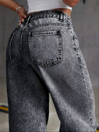 Women's Stretch Loose Wide Leg Straight Jeans Trousers