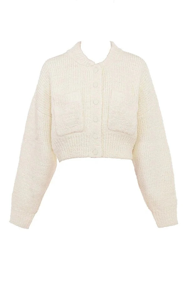 Women’s Cropped Knit Cardigan Button Front Fit