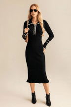 Women's Luxury Long Sleeve Knit Dress Elegant Maxi Fit