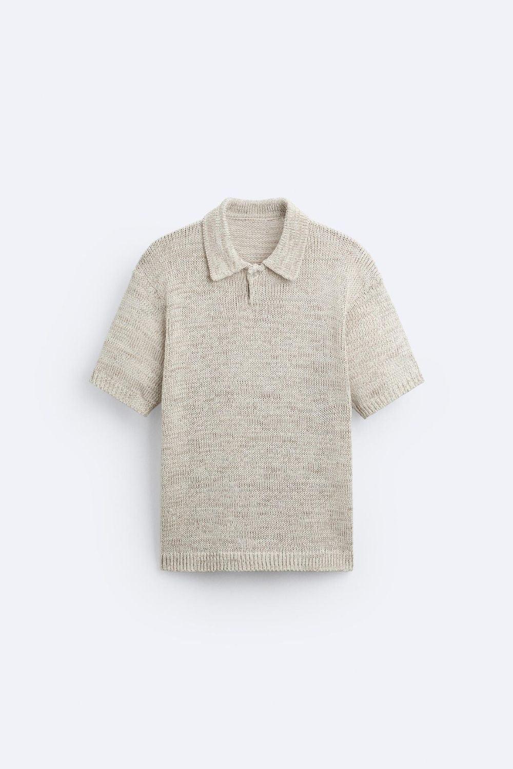Men's Casual Knitted Polo Shirt Breathable Vintage Style