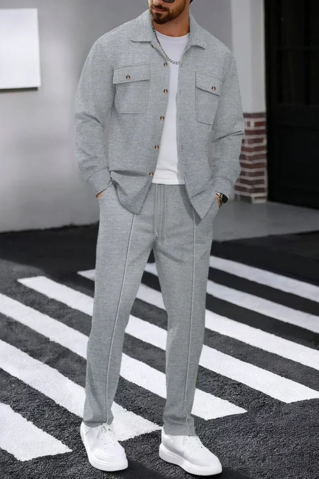 Men’s Two Piece Overshirt Set for Smart Casual Wear