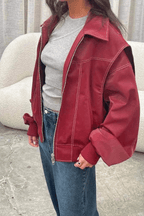 Women’s Premium Vegan Leather Bomber Jacket Timeless Fit