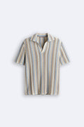 Men's Breathable Knit Polo Shirt Striped Design Summer Style