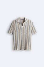 Men's Breathable Knit Polo Shirt Striped Design Summer Style