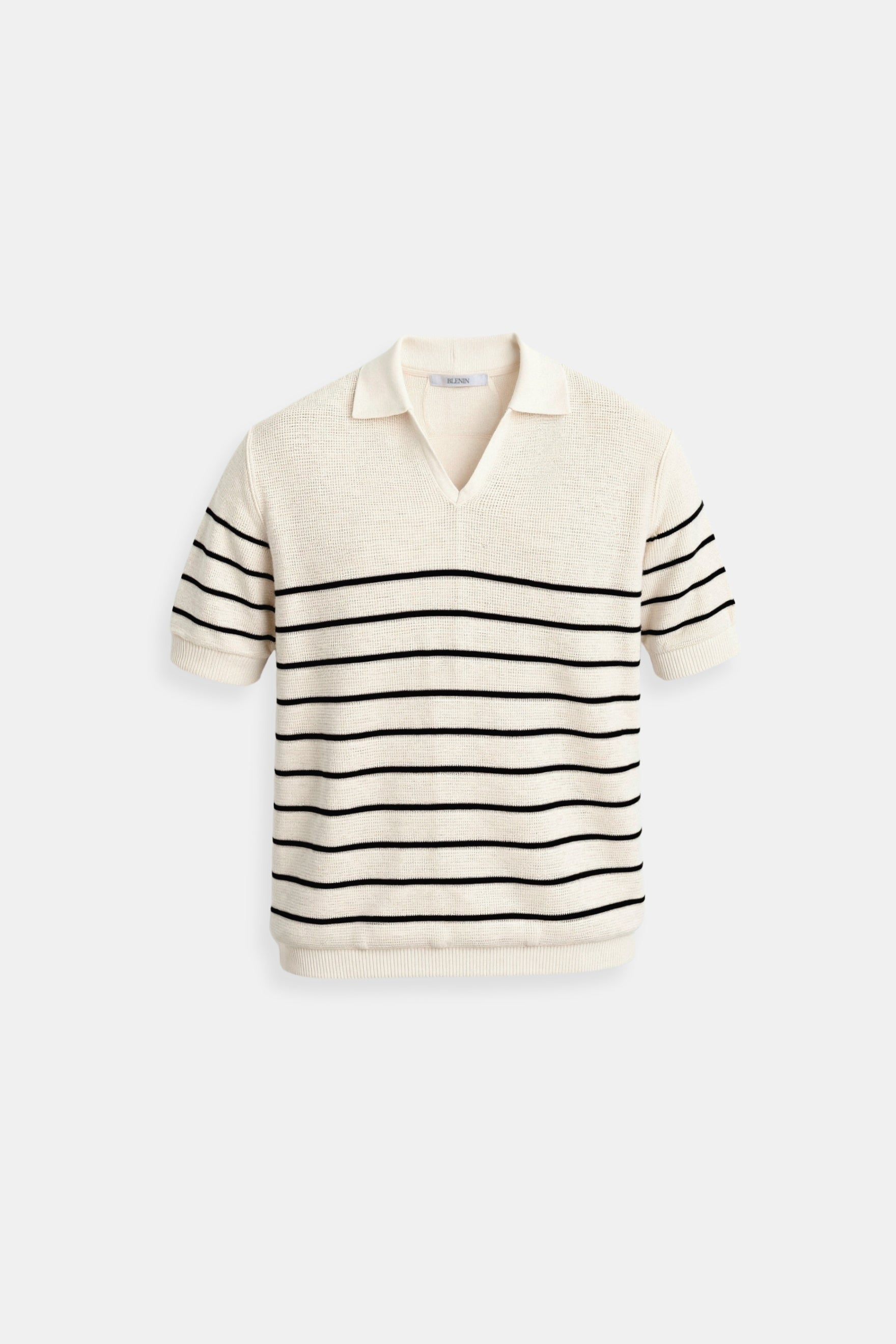 Men's Short Sleeve Polo Shirt Striped Casual Relaxed Top