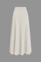 Women's Soft Knit Midi Skirt High Waist Pleated Design