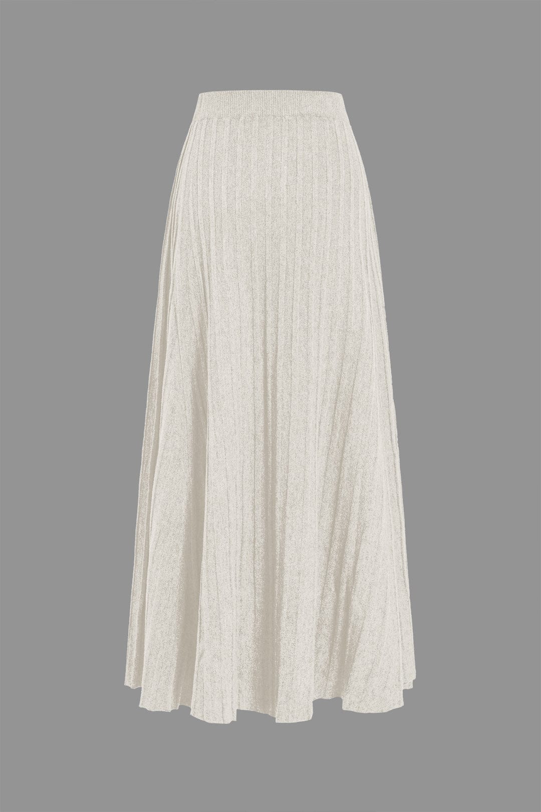 Women's Soft Knit Midi Skirt High Waist Pleated Design