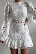 Women's Elegant Mini Dress with Puff Sleeves