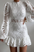 Women's Elegant Mini Dress with Puff Sleeves