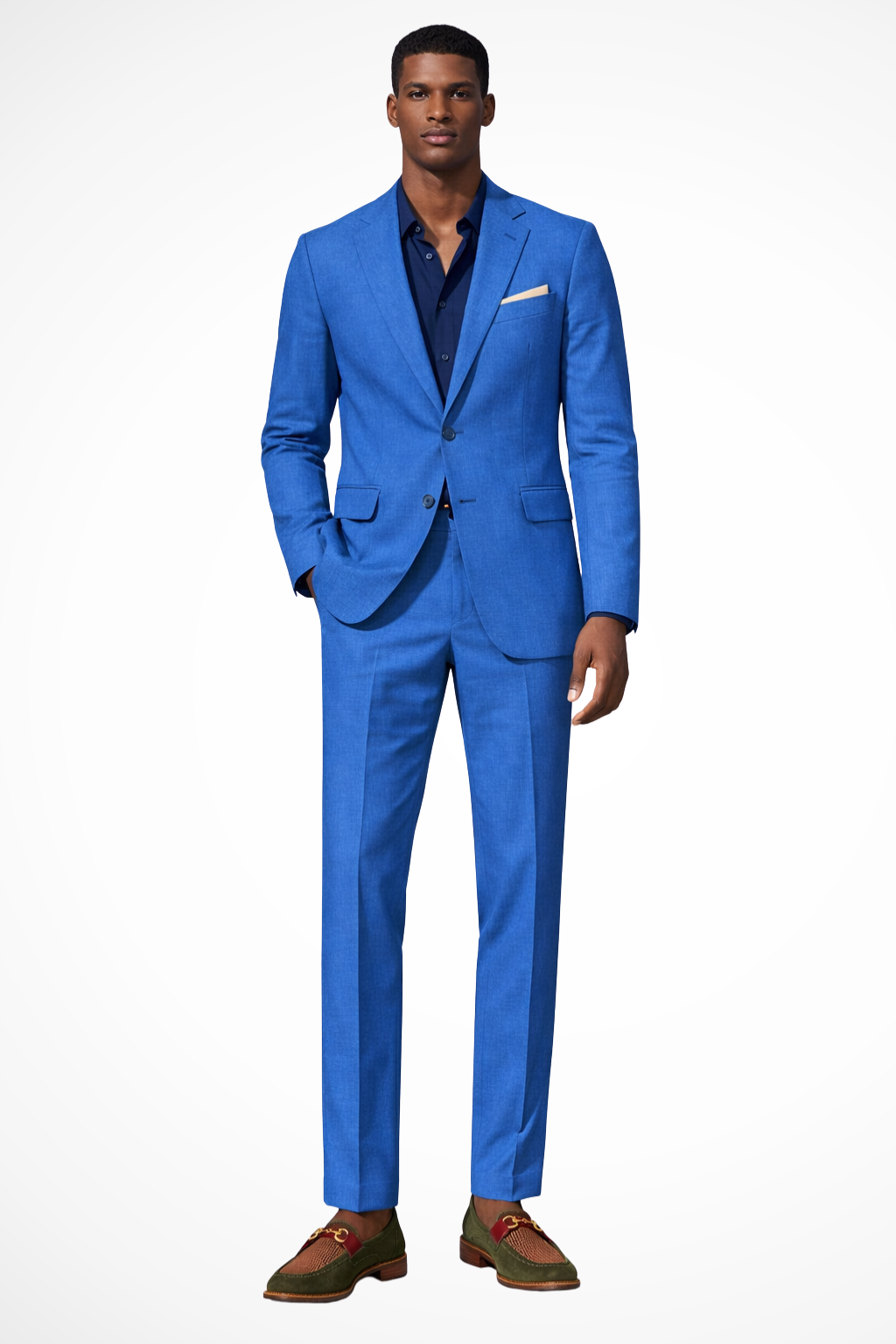 Men's Linen Suit Tailored Fit Summer Wedding 2 Piece Set