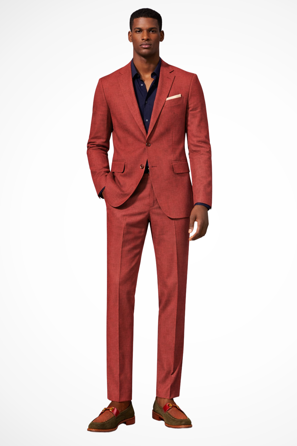 Men's Linen Suit Tailored Fit Summer Wedding 2 Piece Set