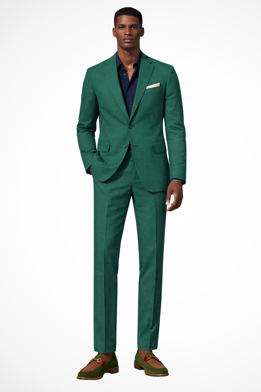 Men's Linen Suit Tailored Fit Summer Wedding 2 Piece Set