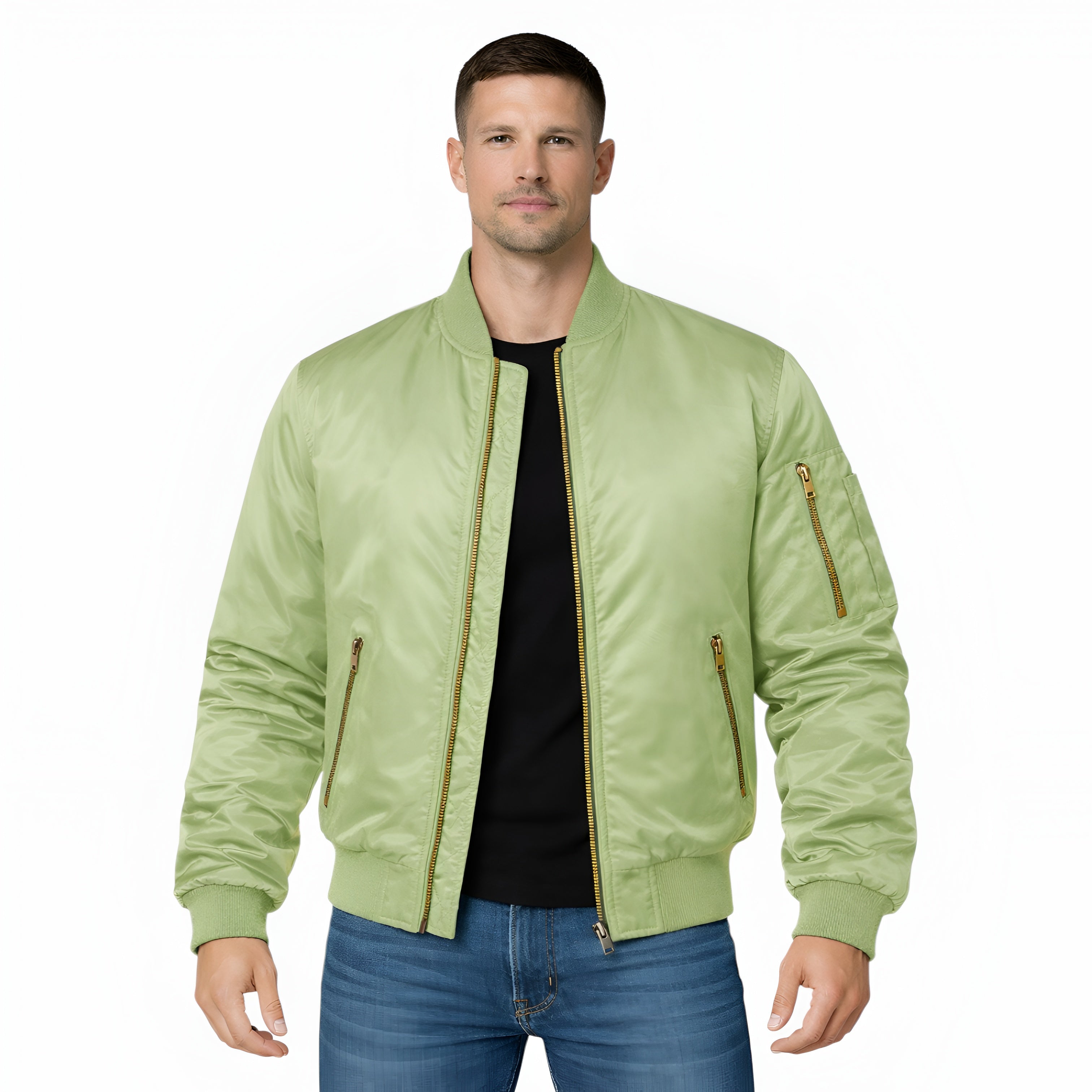 Men's Lightweight Bomber Jacket Ribbed Fit Everyday Comfort