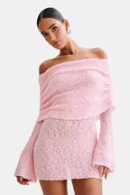 Women's Knit Dress Off Shoulder Breathable Slim Summer Fit