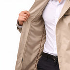 Men’s Longline Trench Coat Classic Structured Transitional Fit