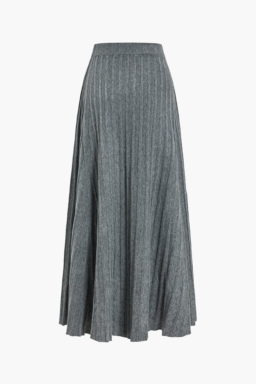 Women's Soft Knit Midi Skirt High Waist Pleated Design