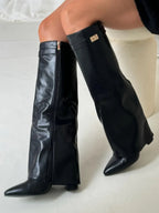 Women’s Thigh High Boots Vegan Leather Buckle Detail