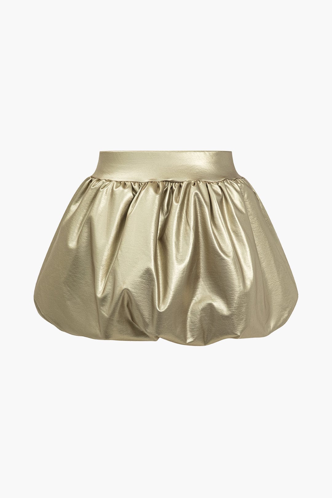 Women's High Waist Balloon Skirt Glossy Faux Leather