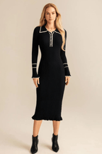 Women's Luxury Long Sleeve Knit Dress Elegant Maxi Fit