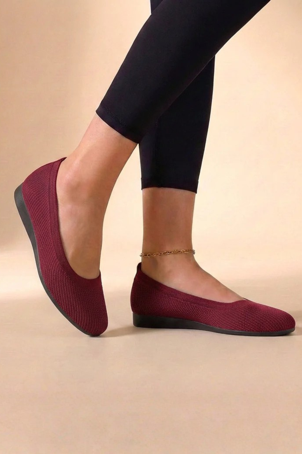 Women's Knit Slip On Ballet Flats Round Toe Comfortable Shoes