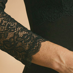 Women's Lace Bodysuit Deep V-Neck Fitted Design Long Sleeves