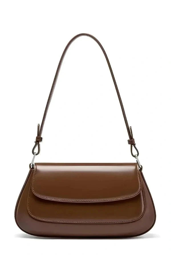 Women's Vegan Leather Handbag Vintage Compact Elegant Shoulder Bag