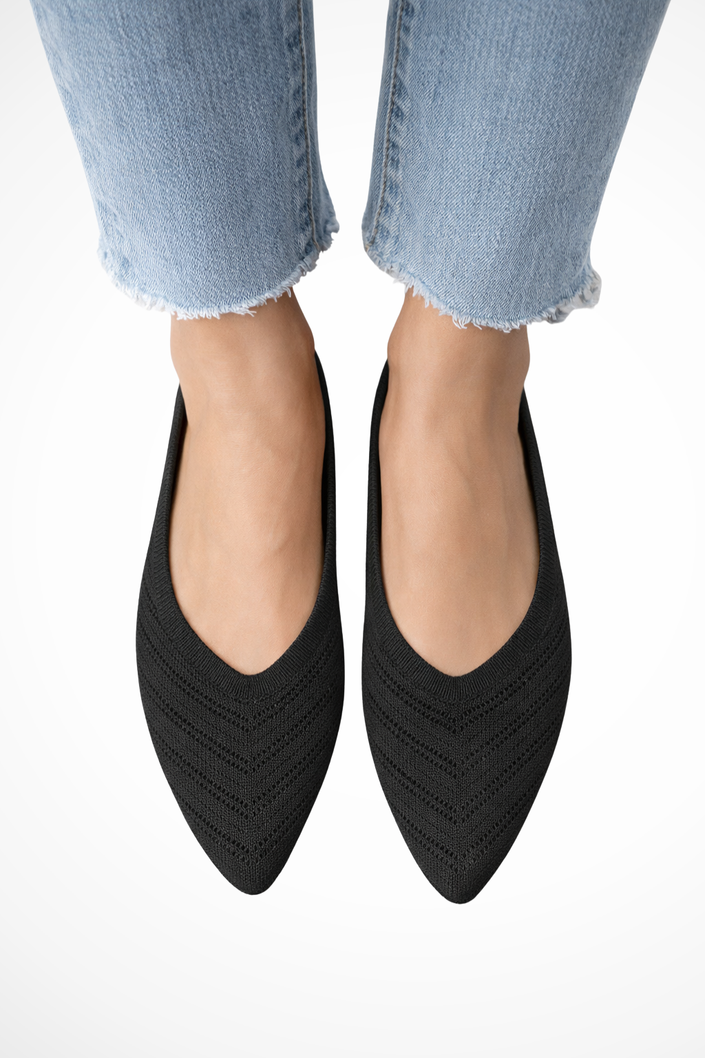 Women's Pointed Toe Knit Ballet Flats Slip On Casual Shoes