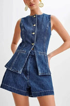 Women's Denim Set Casual Comfort 2 Piece Matching Outfit
