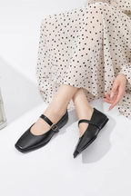 Women's Square Toe Mary Jane Ballet Flats Buckle Strap