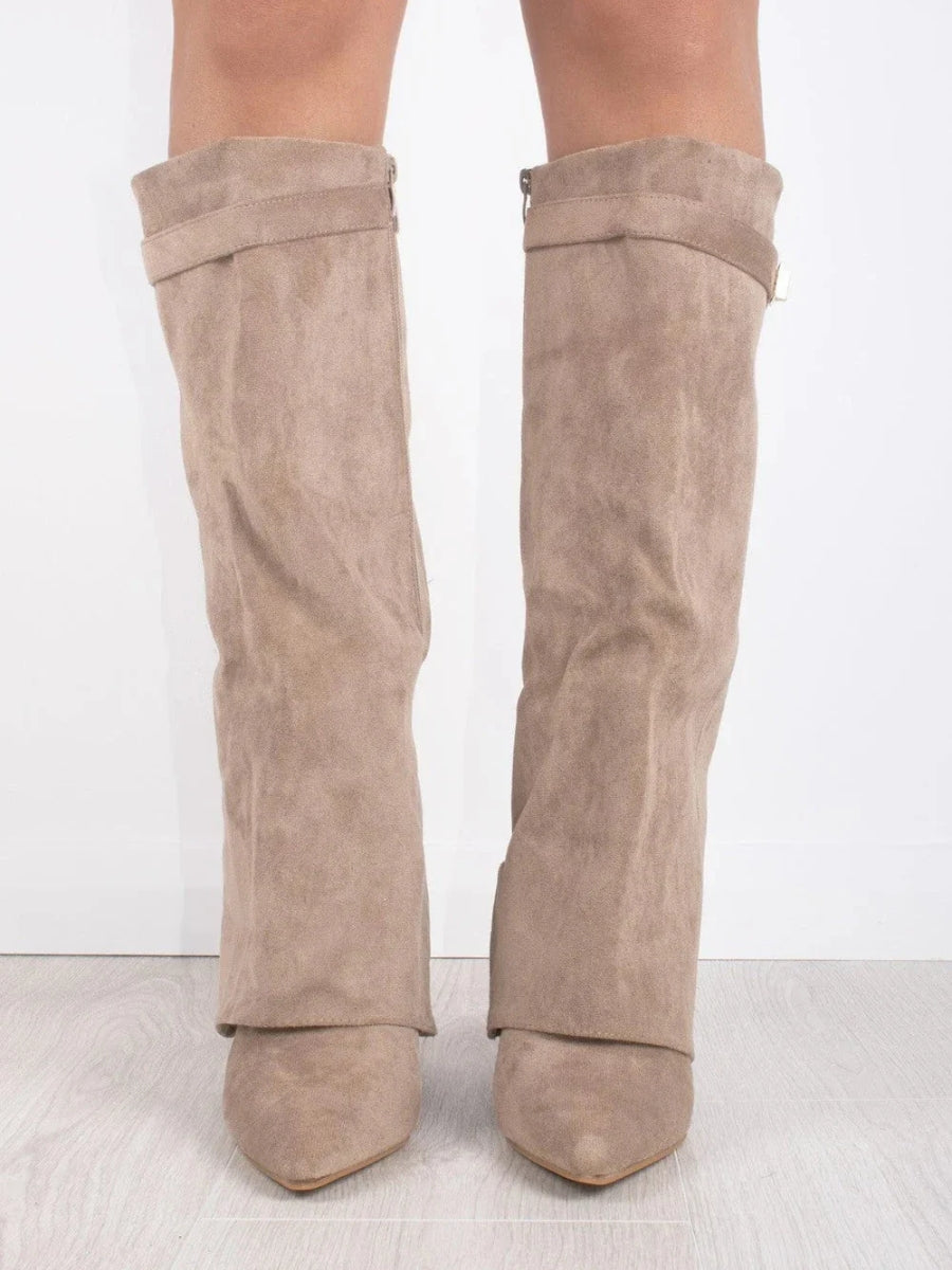 Women’s Thigh High Boots Vegan Leather Buckle Detail