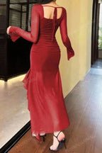 Women’s Long Sleeve Ruffle Dress Elegant Relaxed Fit