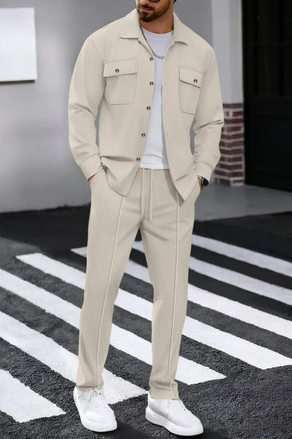 Men’s Two Piece Overshirt Set for Smart Casual Wear