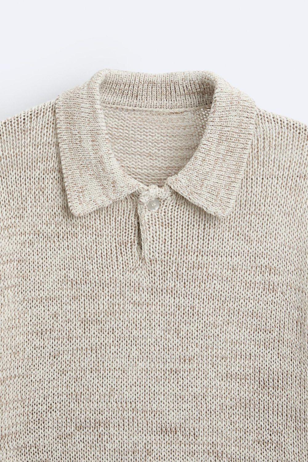 Men's Casual Knitted Polo Shirt Breathable Vintage Style