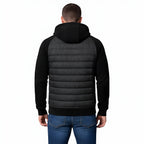 Men’s Classic Hooded Puffer Jacket with Knit Sleeve Design