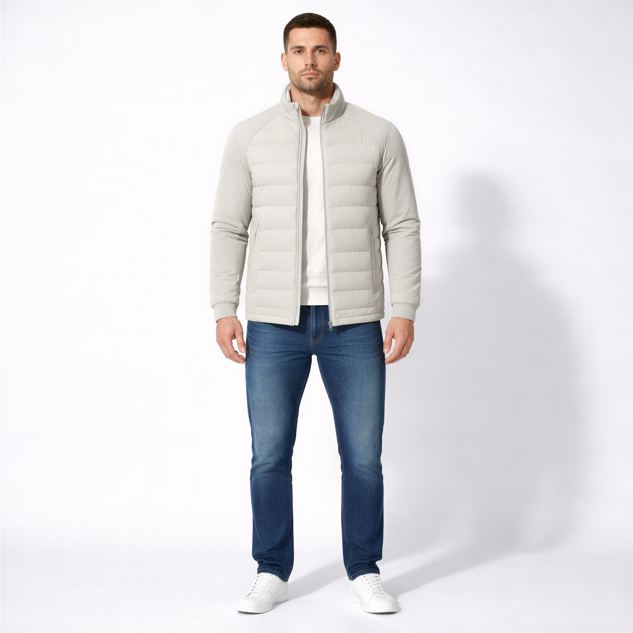 Men’s Classic Quilted Jacket with Flexible Sleeve Design