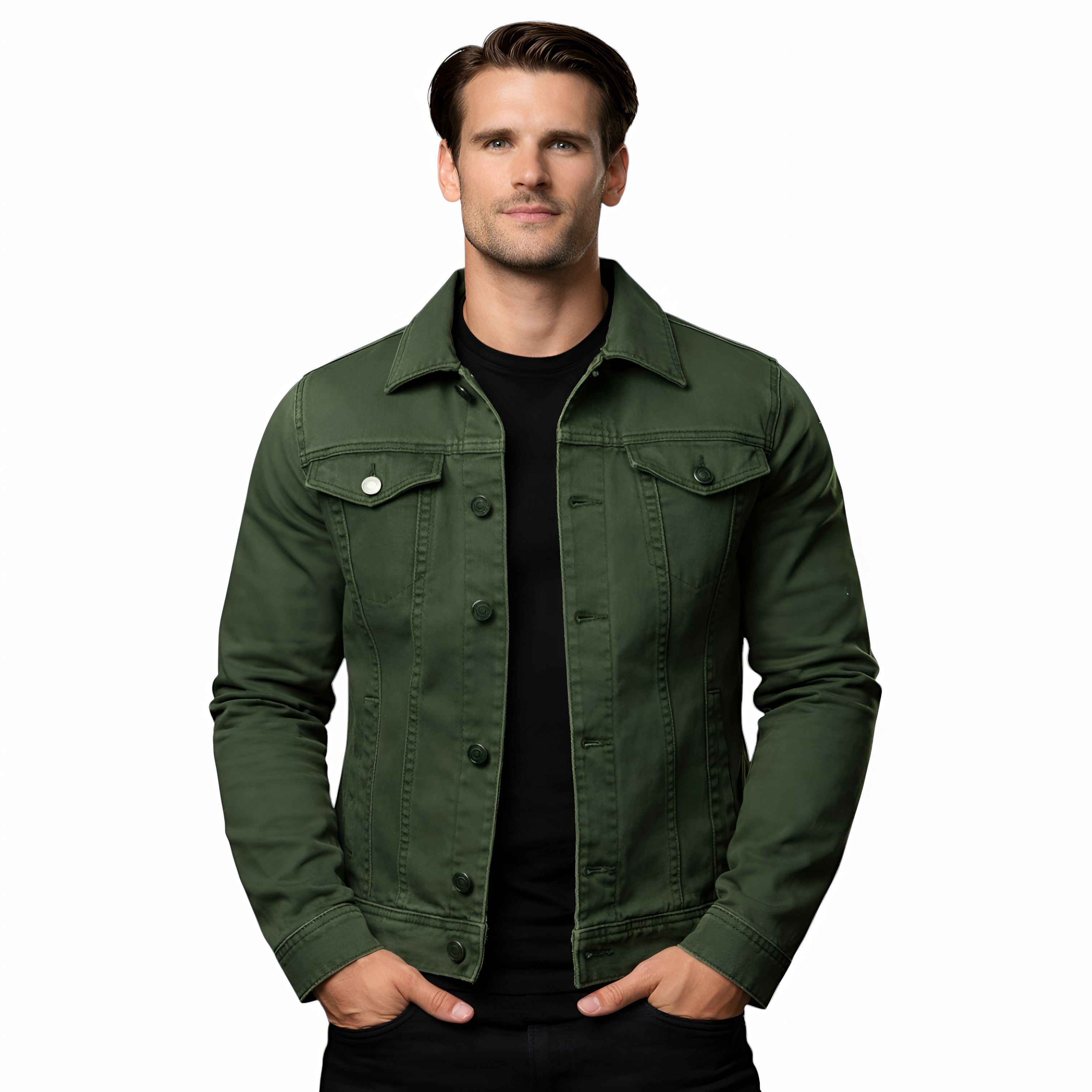 Men’s Classic Denim Trucker Jacket Refined Structured Daily Wear